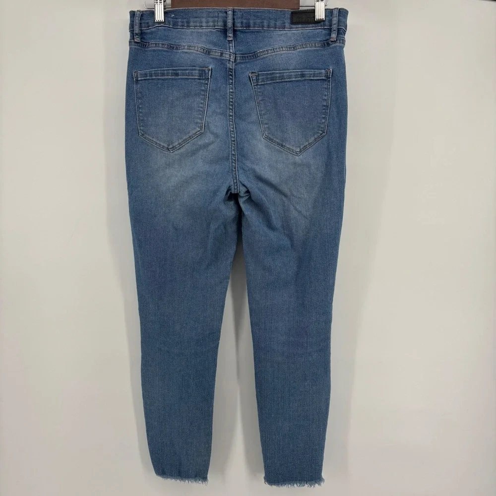 Nicole Miller Soho Jeans Women 8 Blue Distressed‎ High Rise Ankle Skinny Boho